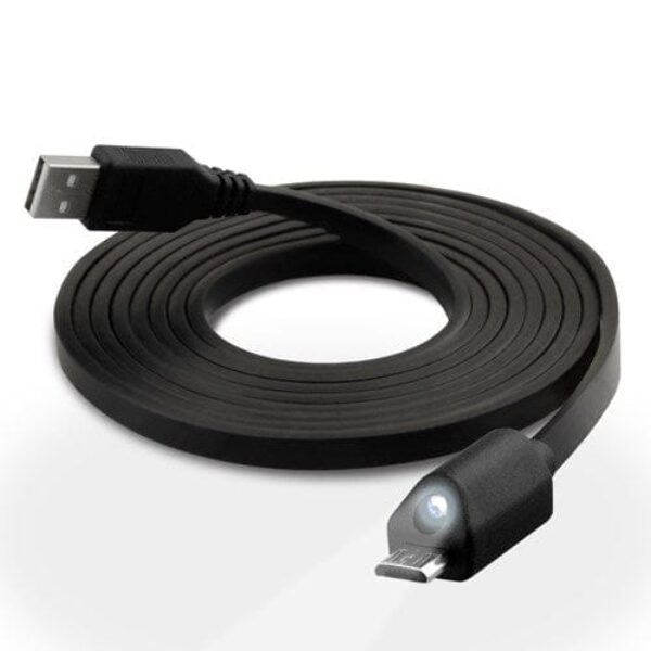 Naztech Micro-USB kabel med Lys 1.8m - Sort