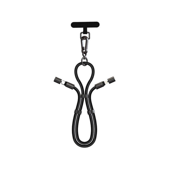 2-i-1 Justerbar Mobilstrop & USB-C til Lightning Kabel - Devia - Sort